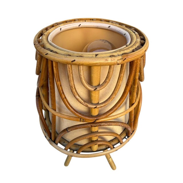 Mid-Century French Rattan and Wicker Table Lamps attributed to Louis Sognot, 1960s, Set of 3 For Sale - Image 10 of 13