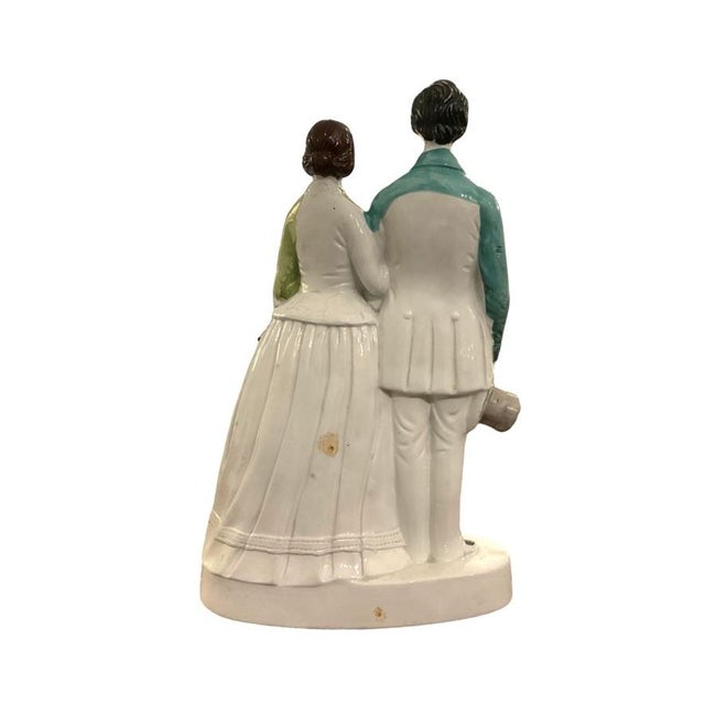 Staffordshire Late 19th Century Large Stafforshire Figurine of Couple For Sale - Image 4 of 8