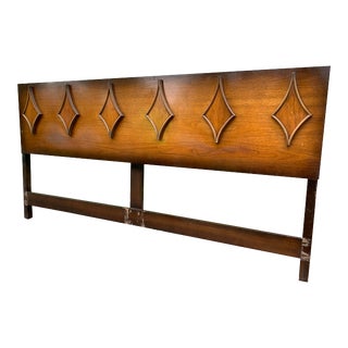 1960s Mid-Century Modern Vintage Queen Headboard with Diamond Front For Sale