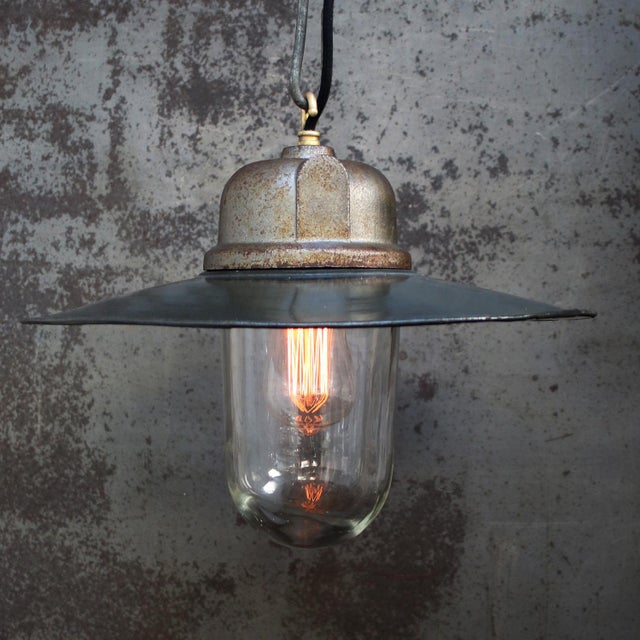 French black enamel vintage industrial pendant light by gal, france. Gal, founded in paris, 1928 by gustave arsene...