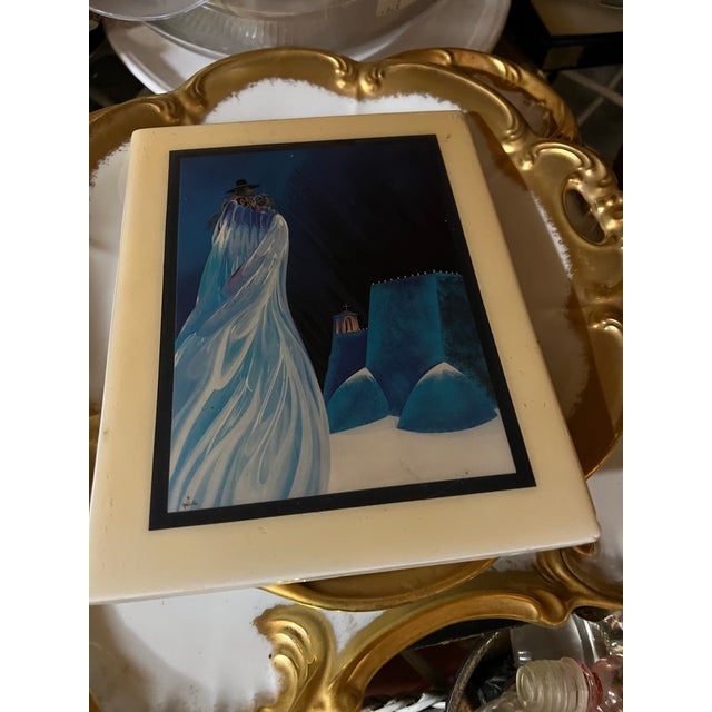 Bill Rabbit Blue Ceramic Trivet For Sale - Image 9 of 9