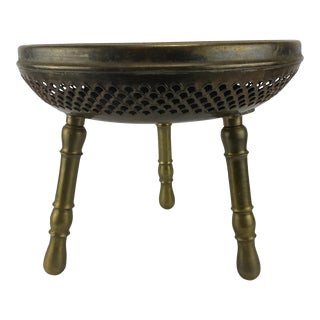 Vintage Etched Brass Brazier Stool For Sale