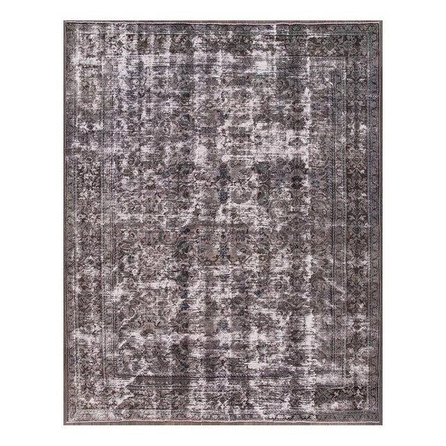 Greige Early 20th Century Antique Meshad Wool Rug For Sale - Image 8 of 8