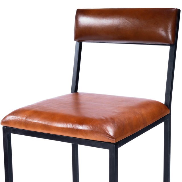 Lazarus 31.5 in. Seat Height Leather and Metal Bar Stool, Industrial Chic For Sale - Image 11 of 11