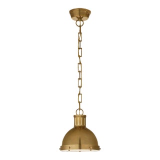Thomas O'Brien for Visual Comfort Signature Hicks Small Pendant in Hand-Rubbed Antique Brass with Acrylic Diffuser For Sale