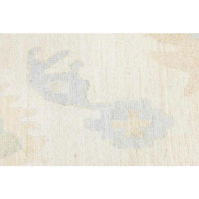Textile Artisanal Oushak Style Wool Area Rug: Neutral Ivory With Muted Floral Motifs For Sale - Image 7 of 11
