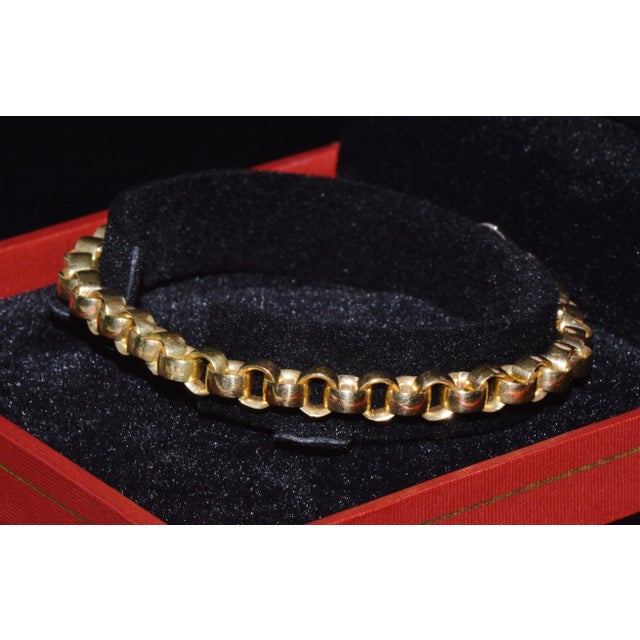 Vintage Italian Solid 18k Gold Rolo Link Stacking Chain Bracelet For Sale - Image 13 of 14