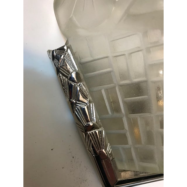 Silver French Art Deco Wall Sconces Signed by Degue - a Pair For Sale - Image 8 of 11