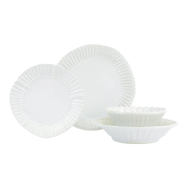 VIETRI Incanto Stone White Stripe Four-Piece Dinnerware Set, Service for One For Sale
