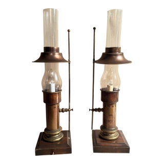 Antique Nautical Oil Lamps, Electric, a Pair For Sale