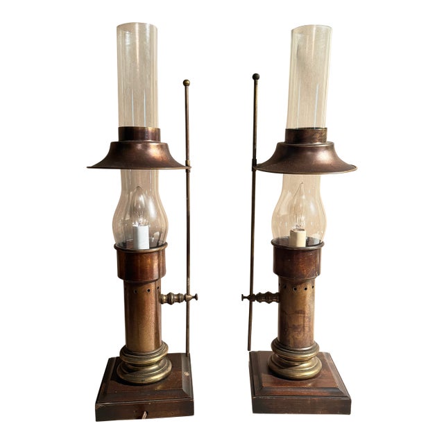 Antique Nautical Oil Lamps, Electric, a Pair For Sale