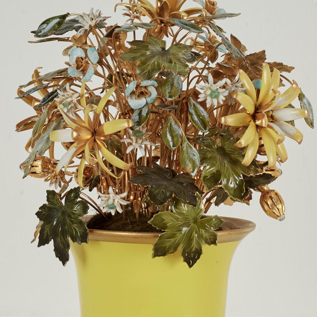 Vintage Italian Enameled Brass Flower Arrangement For Sale - Image 4 of 10