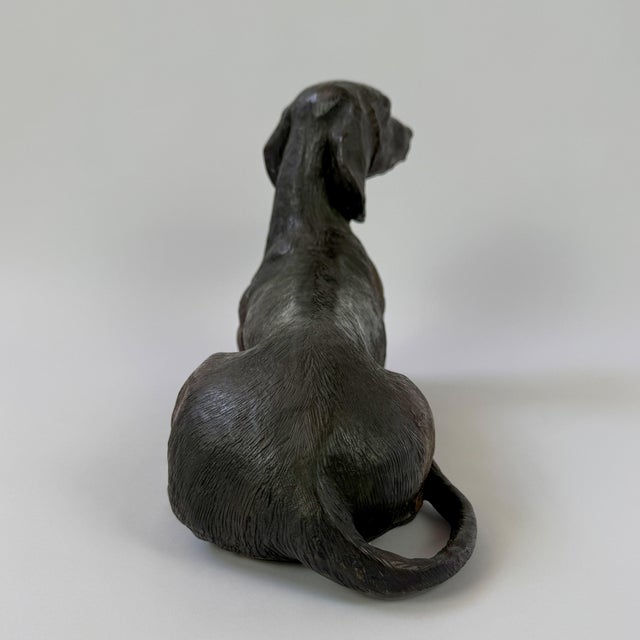 Metal Late 20th Century Bronze Dachshund Sculpture – Long Body Dog Statue - 20"l For Sale - Image 7 of 10