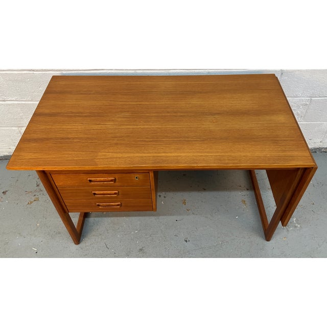 Mid 20th Century Mid-Century Modern Danish Extending Drop-Leaf Teak Desk For Sale - Image 5 of 17