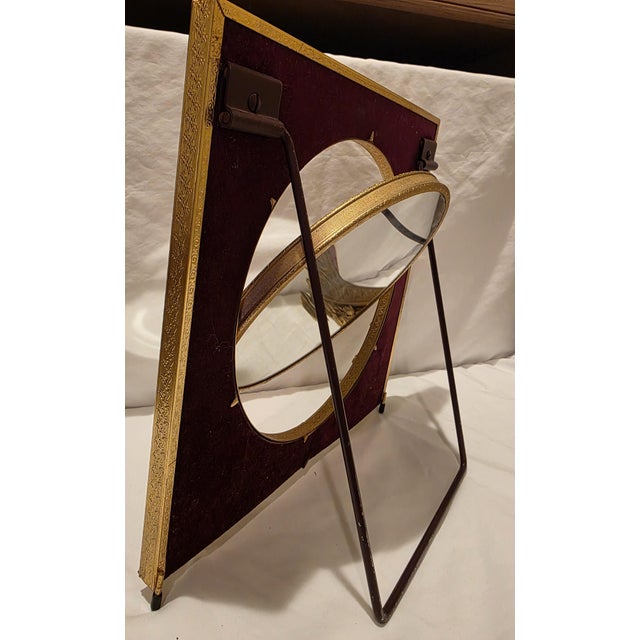 Mid Century Gold Vanity Table Mirror French Ornamentation Reversible For Sale - Image 9 of 15