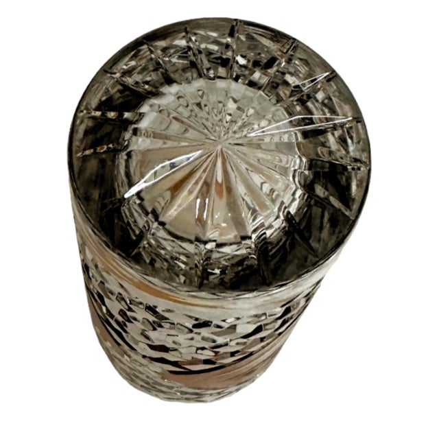 Mid Century Bohemia Crystal Glass Amber to Clear Cut Vase For Sale - Image 4 of 6