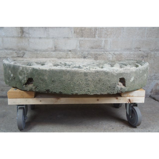 Gray Concrete Victorian Demilune Sculptural Cherub Angel Garden Plaque For Sale - Image 8 of 9