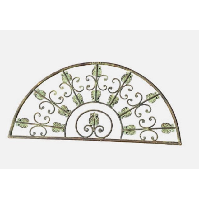 Art Nouveau 1970s French Demilune Wrought Iron Transom Grille Wall Art For Sale - Image 3 of 4