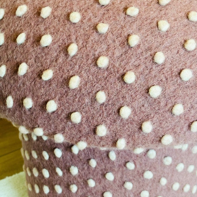 Textile Mushroom Ottoman in Petal Pink Wool Dot For Sale - Image 7 of 10