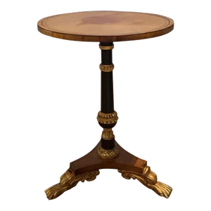 Baker Furniture Stately Homes Regency Ebonized and Giltwood Pedestal Side Table