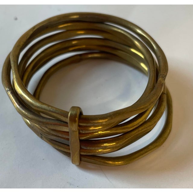 Brutalist Vintage Brutalist Brass Napkin Rings - Set of 8 For Sale - Image 3 of 7