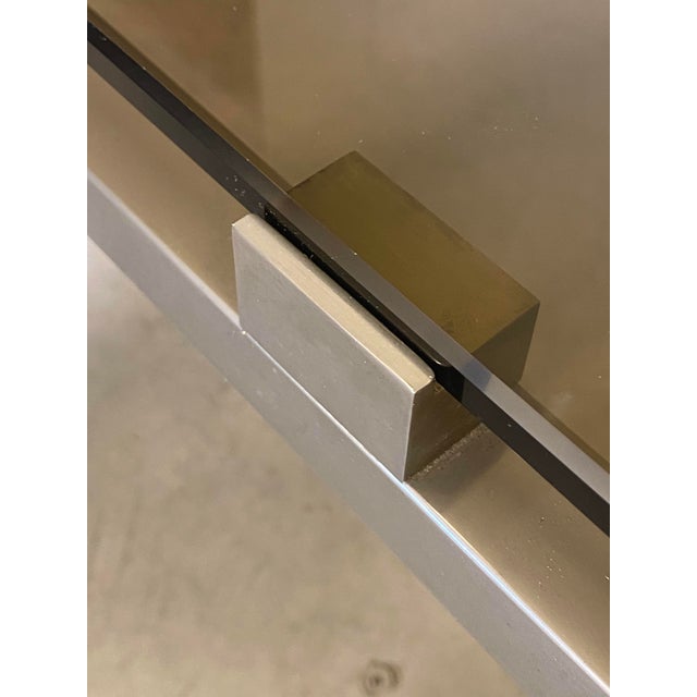 Square Coffee Table in Steel and Smoked Glass, 1970s For Sale - Image 6 of 8