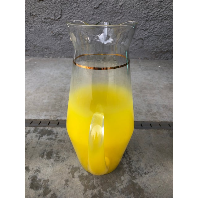Vintage / Mid Century Modern Blendo West Virginia Glass Yellow Pitcher and Glasses - 7 Piece Set For Sale - Image 6 of 13