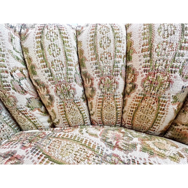 Set of Vintage Louis XV Bergere Style Chairs With Carved Walnut Frames & Brocade Upholstery. For Sale - Image 13 of 14