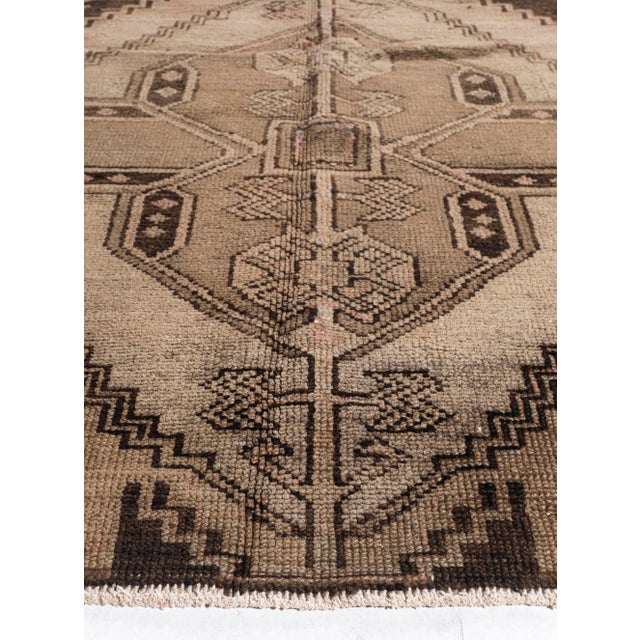 Vintage Circa 1940 Brown Turkish Oushak Hand Knotted Wool Runner 3ft 11in X 15ft 1in For Sale In New York - Image 6 of 18