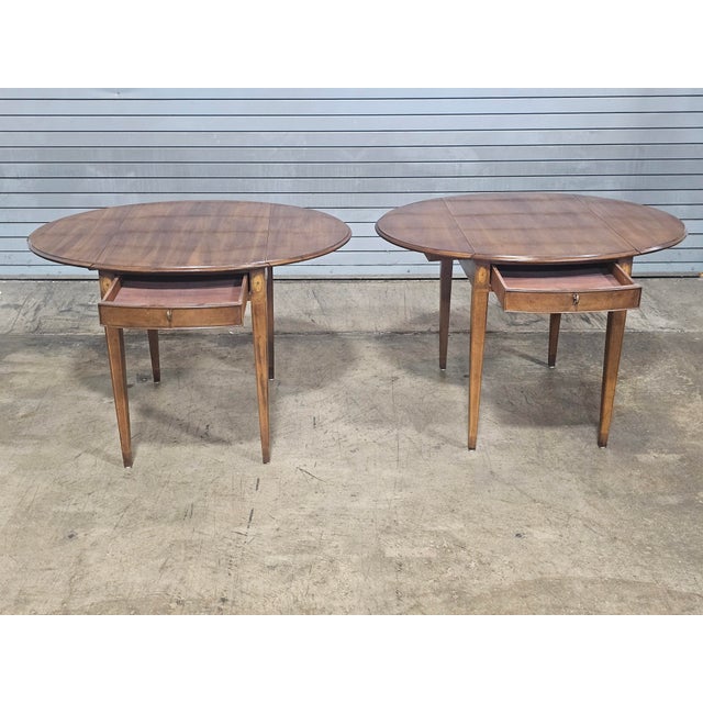 Late 20th Century Pair of Henredon Mahogany Pembroke Tables Inlays For Sale - Image 13 of 13