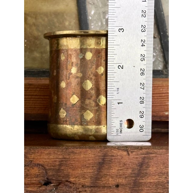 Metal Antique 19thC India Ganga Jamuna Copper Brass Inlay Cup For Sale - Image 7 of 9