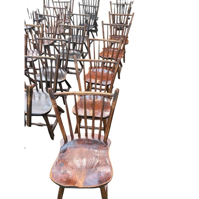 Late 20th Century Vintage Hunt Country Furniture Handcrafted Spindle-Back Dining Chairs - Set of 56 For Sale - Image 5 of 18