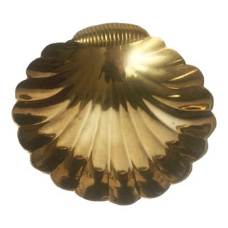 1970s Brass Shell Decorative Bowl Key or Change Catch-All Vintage Accent Piece For Sale
