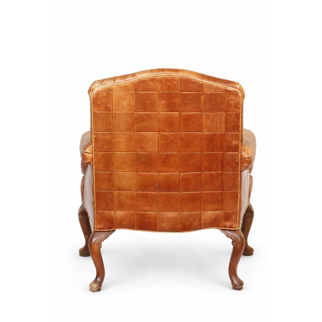 Vintage French Style Leather Pathwork Chair For Sale - Image 9 of 12