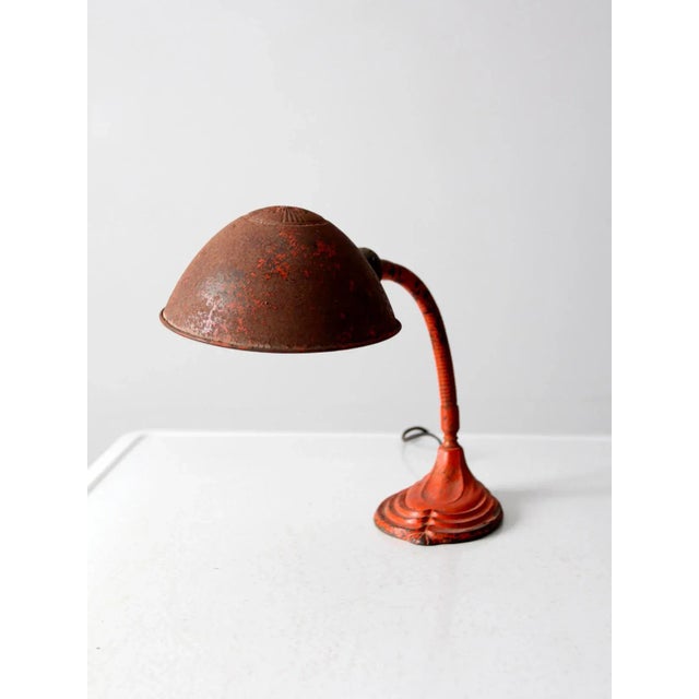 Art Deco Vintage Red Gooseneck Lamp For Sale - Image 3 of 11