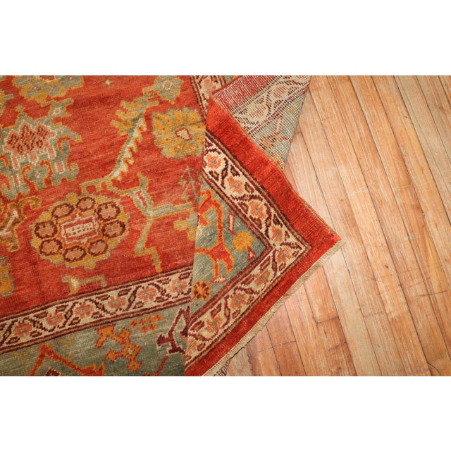 Antique Zabihi Collection Oushak Coral Red Rug - 7'10" x 10'10" For Sale In New York - Image 6 of 12