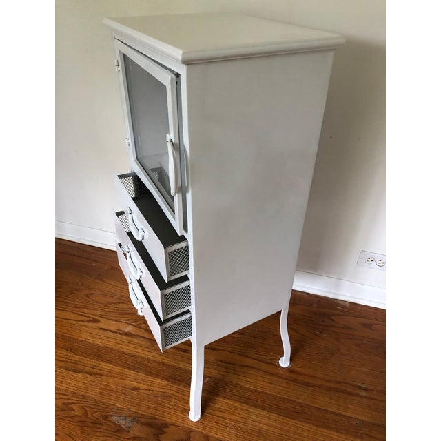 Antique Art Deco Curved Leg Steel Metal Medical Dental Pharmacy Cabinet With 3 Drawers For Sale In Chicago - Image 6 of 11