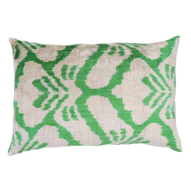 Contemporary Contemporary Green Tiger Velvet Throw Pillow & Down Insert For Sale - Image 3 of 9