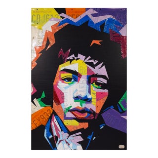 Design Turnpike - Jimi Hendrix 2025 Handmade Vintage License Plate Art on Board For Sale