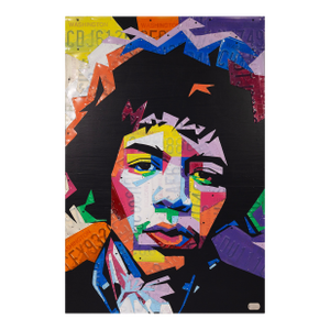 Design Turnpike - Jimi Hendrix 2025 Handmade Vintage License Plate Art on Board