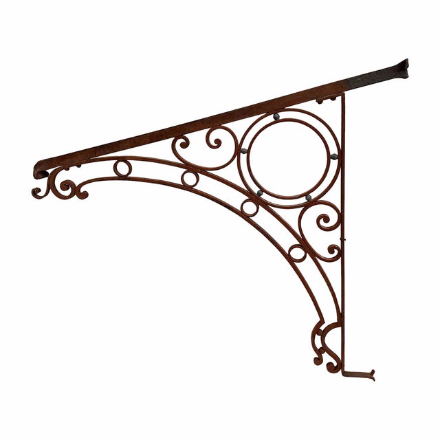 Beaux-Arts Canopy Bracket Antique Wrought Iron - Beaux-Arts Style For Sale - Image 3 of 4