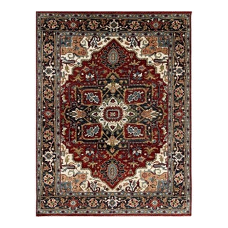 9x12 Louie Oriental Red Medallion Traditional Hand Knotted Wool Carpet Rug For Sale
