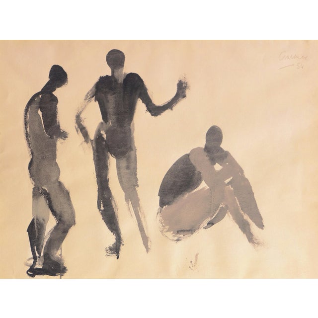 'Three Figures' by Kurt Craemer, 1954, Mid-Century German Expressionist, Düsseldorf, Venice Biennale For Sale