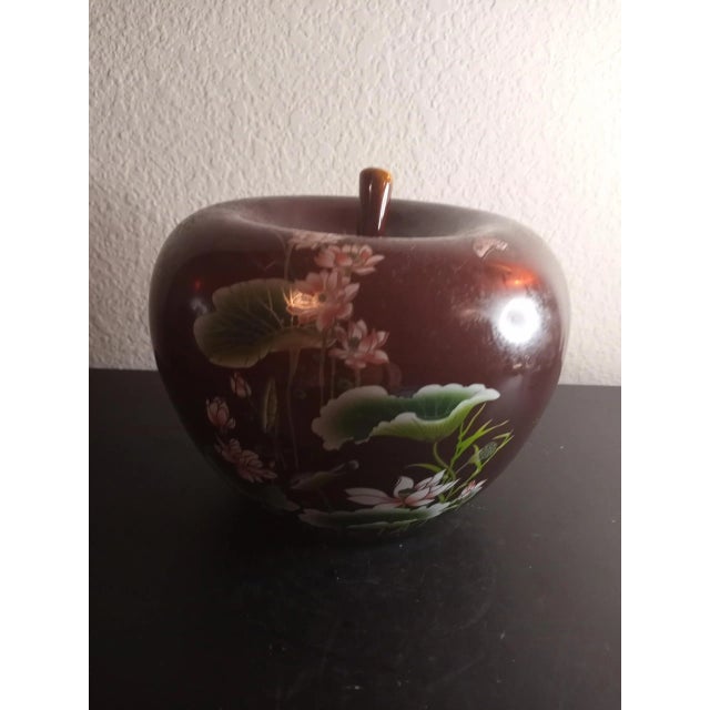 1980s Vintage 1980s Oriental Carlton Ware Rouge Enamel Apple Figurine For Sale - Image 5 of 7