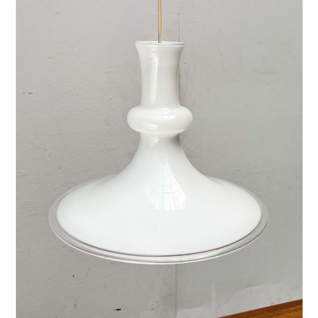 Cream Vintage Danish Etude Glass Pendant Lamp by Michael Bang for Royal Copenhagen, Holmegaard, 1970s For Sale - Image 8 of 18