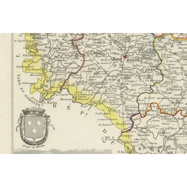Map of Aveyron France with Rodez and Millau and Wine Routes, 1800s For Sale - Image 3 of 10