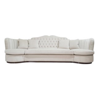 Italian Curved Modular Sofa in Beige Velvet from Kabinet For Sale