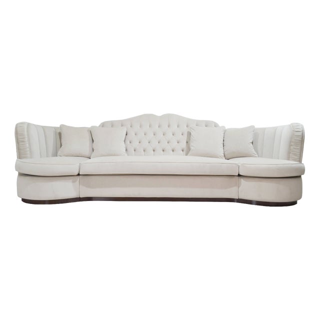 Italian Curved Modular Sofa in Beige Velvet from Kabinet For Sale