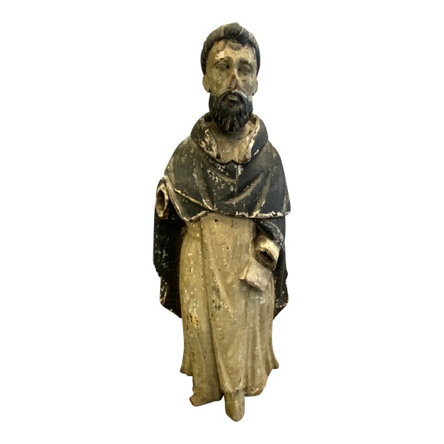 19th Century Antique Standing Santos Figure Wood Carved For Sale