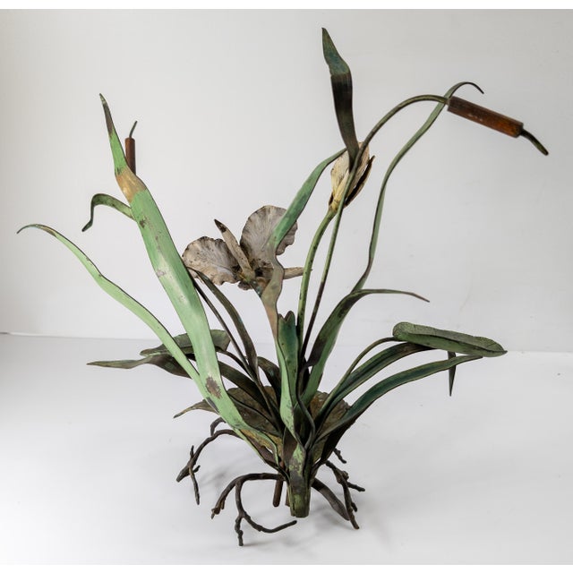 Green 19th Century Austrian or French Cold Painted Tole Floral Centerpiece For Sale - Image 8 of 12